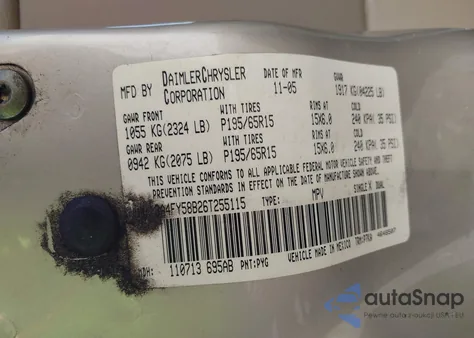 2006 Chrysler Pt Cruiser Touring from USA, damaged, VIN 3A4FY58B26T255115